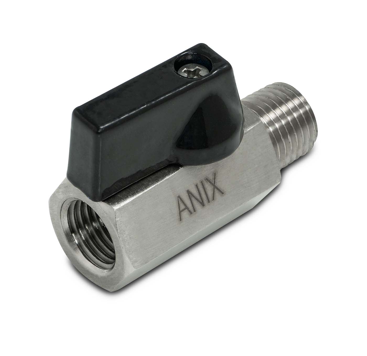 ANIX, 1/4" MNPT x 1/4" FNPT Miniature Ball Valve
