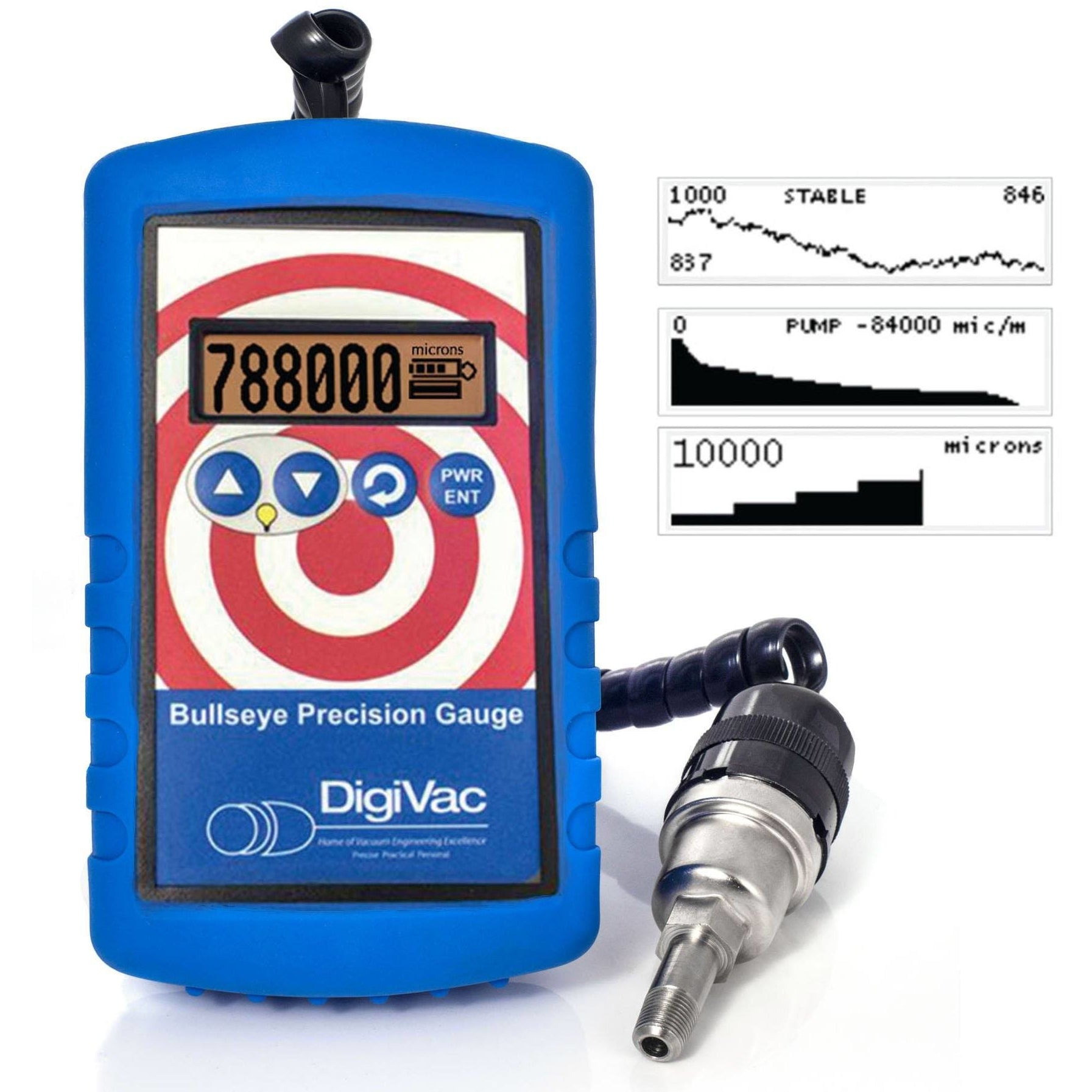 DigiVac, Bullseye Precision Gauge | Portable Vacuum Gauge | .001 to 2 Torr Accuracy