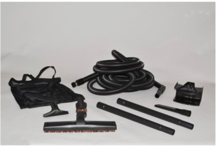 CENTRAL VACUUM ATTACHMENT KIT, Central Vacuum Kit 30 Foot Standard Black with tools
