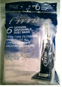 CIRRUS, Cirrus Style A Upright Vacuum Bags - 6 Pack PART # C-14000