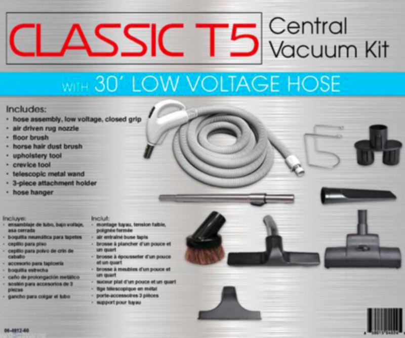 CENTRAL VACUUM ATTACHMENT KIT, Titan Classic T5 Central Vacuum Kit 30ft Low Voltage